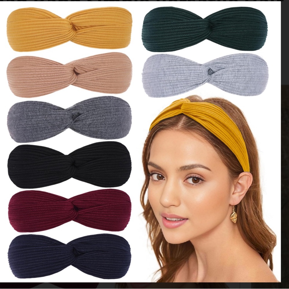 Versatile Women's Headband Set - Mustard, Black, Gray, Tan, Red, Burgundy